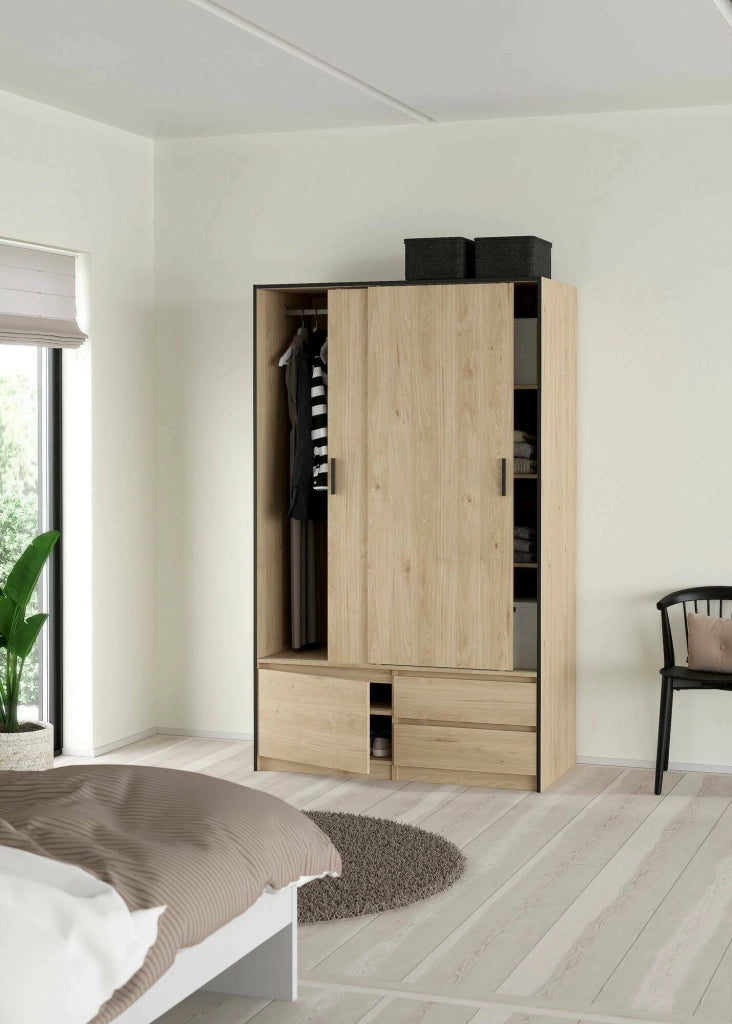 Armadio multiuso grande Bedollo, Mobile multifunzionale, Mobiletto scarpiera, Guardaroba porta scarpe, 121x60 h200 cm, Rovere