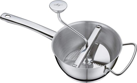 Passeerapparaat Ø 20 cm in acciaio inossidabile - resistente all'acqua di lavastoviglie - inclusi 3 dischi per purea di pomodoro e patate.
