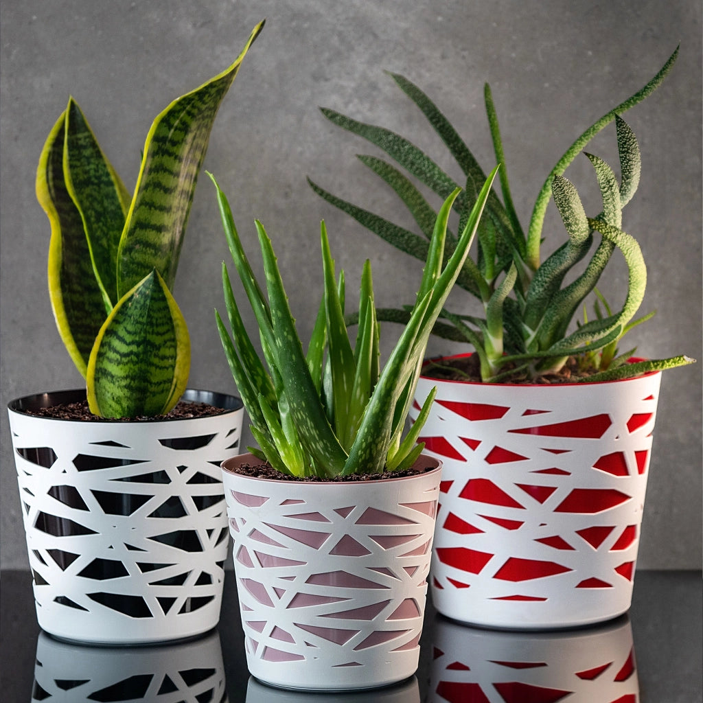 Vaso da fiori KADAX, coperchio in plastica, inserto, fiori, piante, 13 cm, color pesca