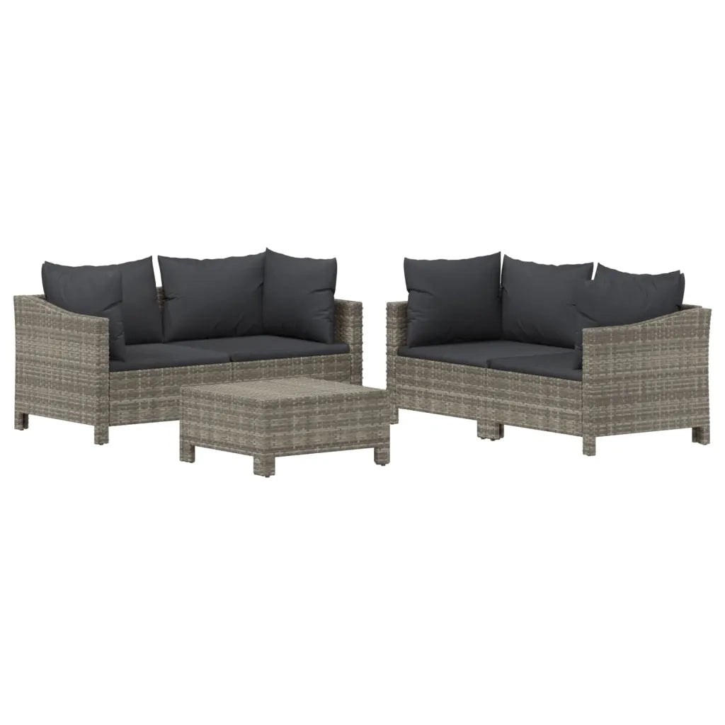 Set Divani da Giardino 5 pz con Cuscini in Polyrattan Grigiocod mxl 76647