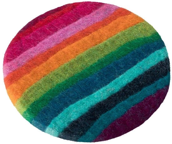 Sostegno per Tappeto Handgevilte 21 cm Colori dell'Arcobaleno Lana Purissima