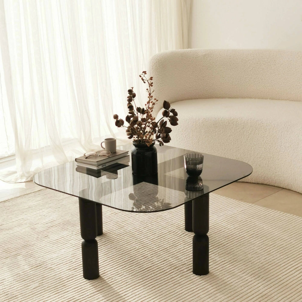 Gran, Tavolino da Salotto Effetto Fume, 80x80x40h cm Nero Antracite