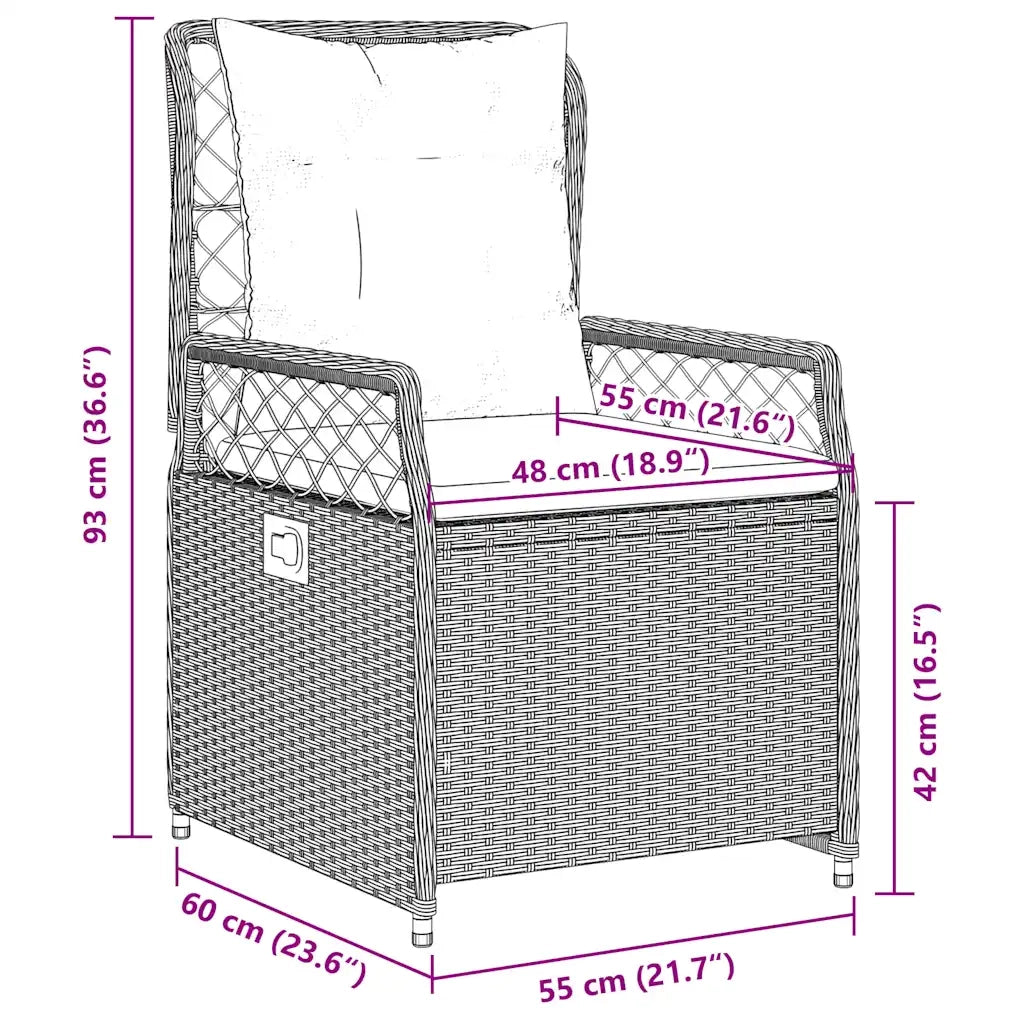 Set da Pranzo da Giardino 5 pz con Cuscini Beige in Polyrattan 3263015