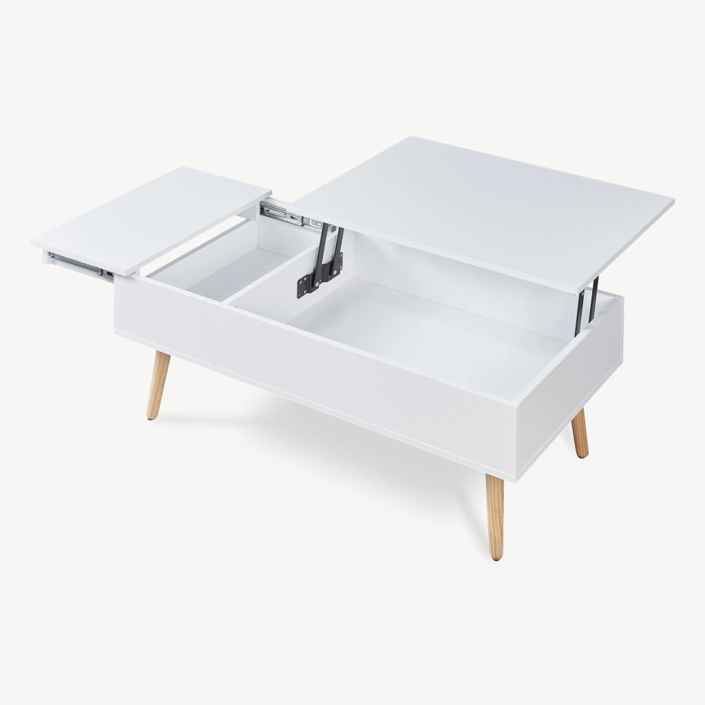 Tavolino da Salotto Flesen con Piano Sollevabile e Scomparti 92 x 52 x 41 cm - Bianco [en.casa]