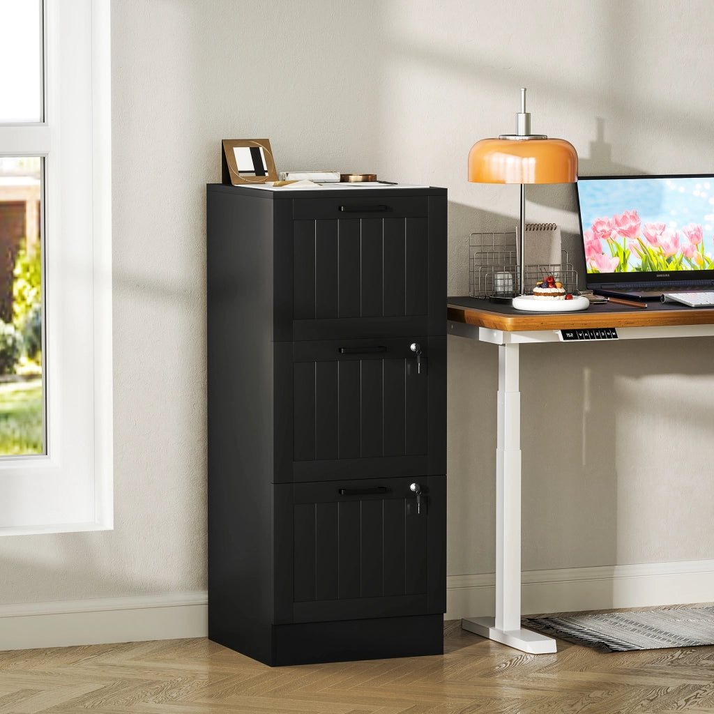 Scrivania con cassettiera ¨C zephmum ¨C Nero 40x40x101 cm