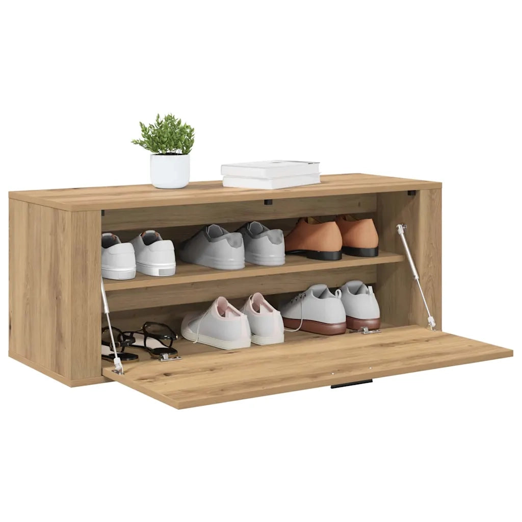 Scarpiera | Mobile per scarpe con porta rovere artigianale 100 x 35 x 38 cm