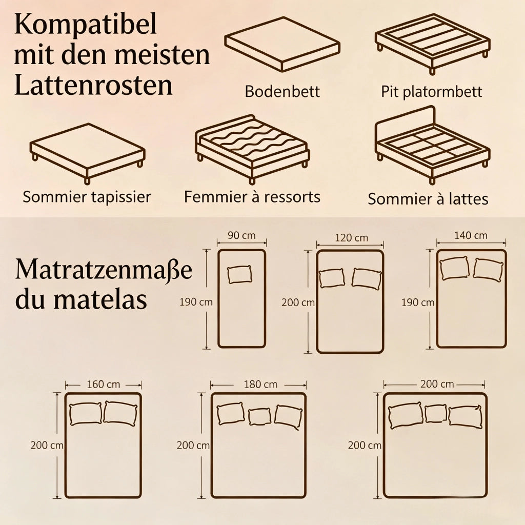 MATERASSO 140x190 cm Bianco/Grigio in poliestere e schiuma, 20 cm