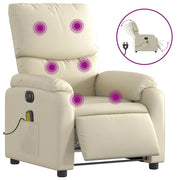 Poltrona Massaggiante | Sedia Relax Elettrica Reclinabile Crema Similpelle