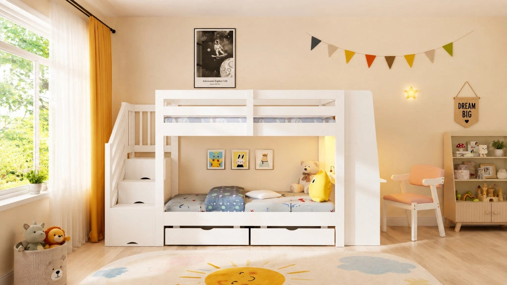 letto a castello in legno bianco 90 x 200 cm