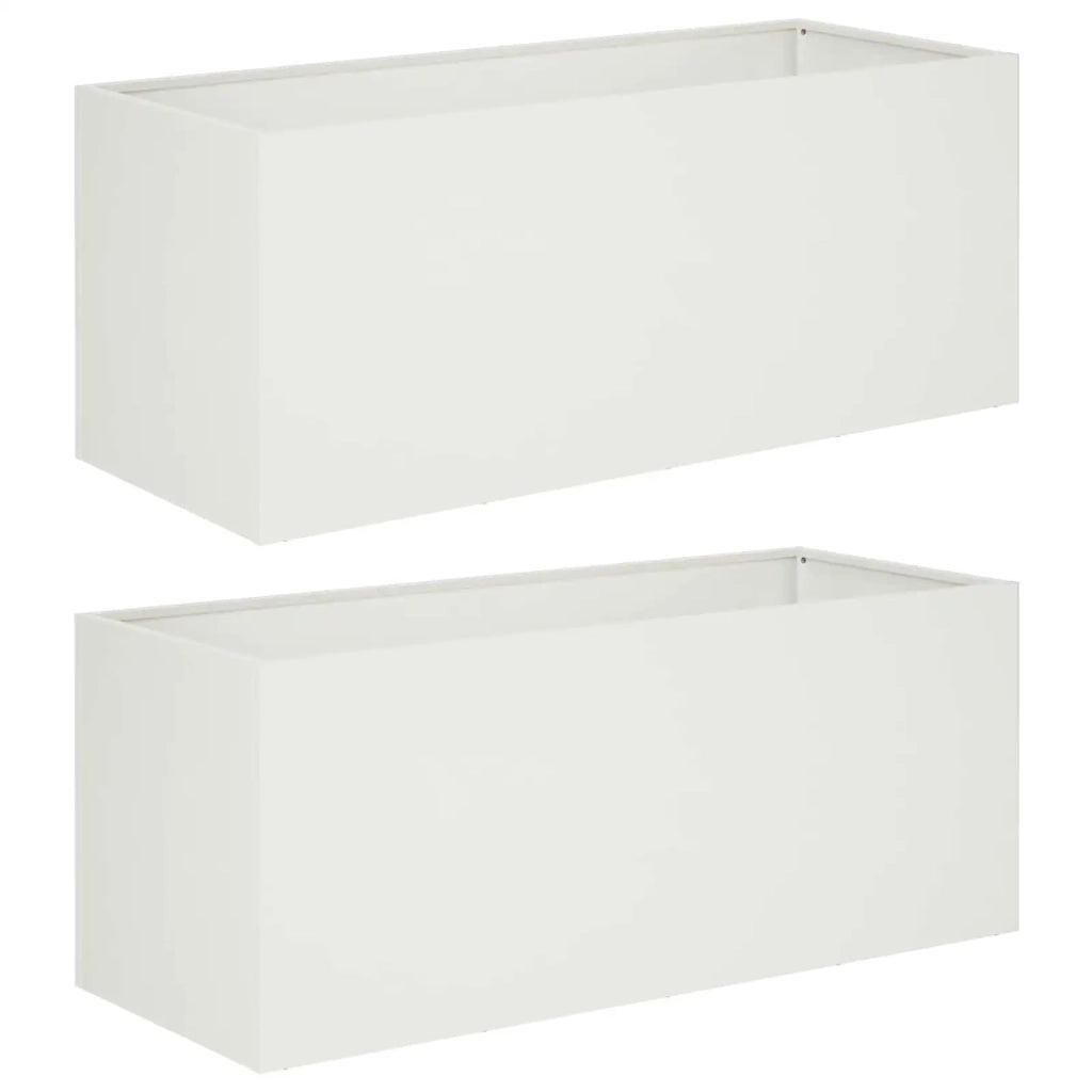 Vaso da giardino 2 pz Bianco 100 x 40 x 40 cm 8005249