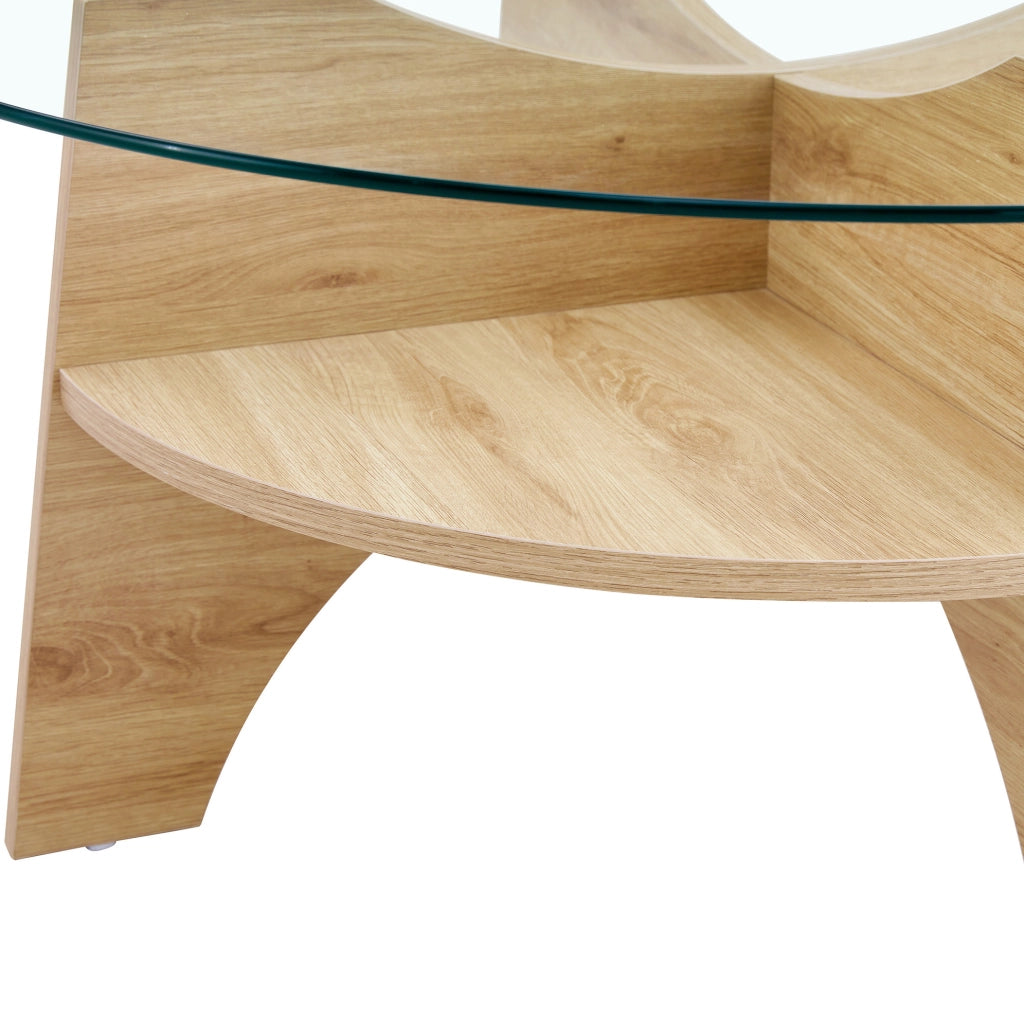 Tavolino da caffè rotondo Ø 80 cm in vetro e MDF