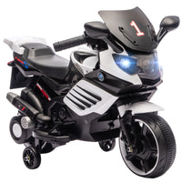 Moto Elettrica per Bambini da 6V con Rotelle Rimovibili Fari e Musiche Bianco