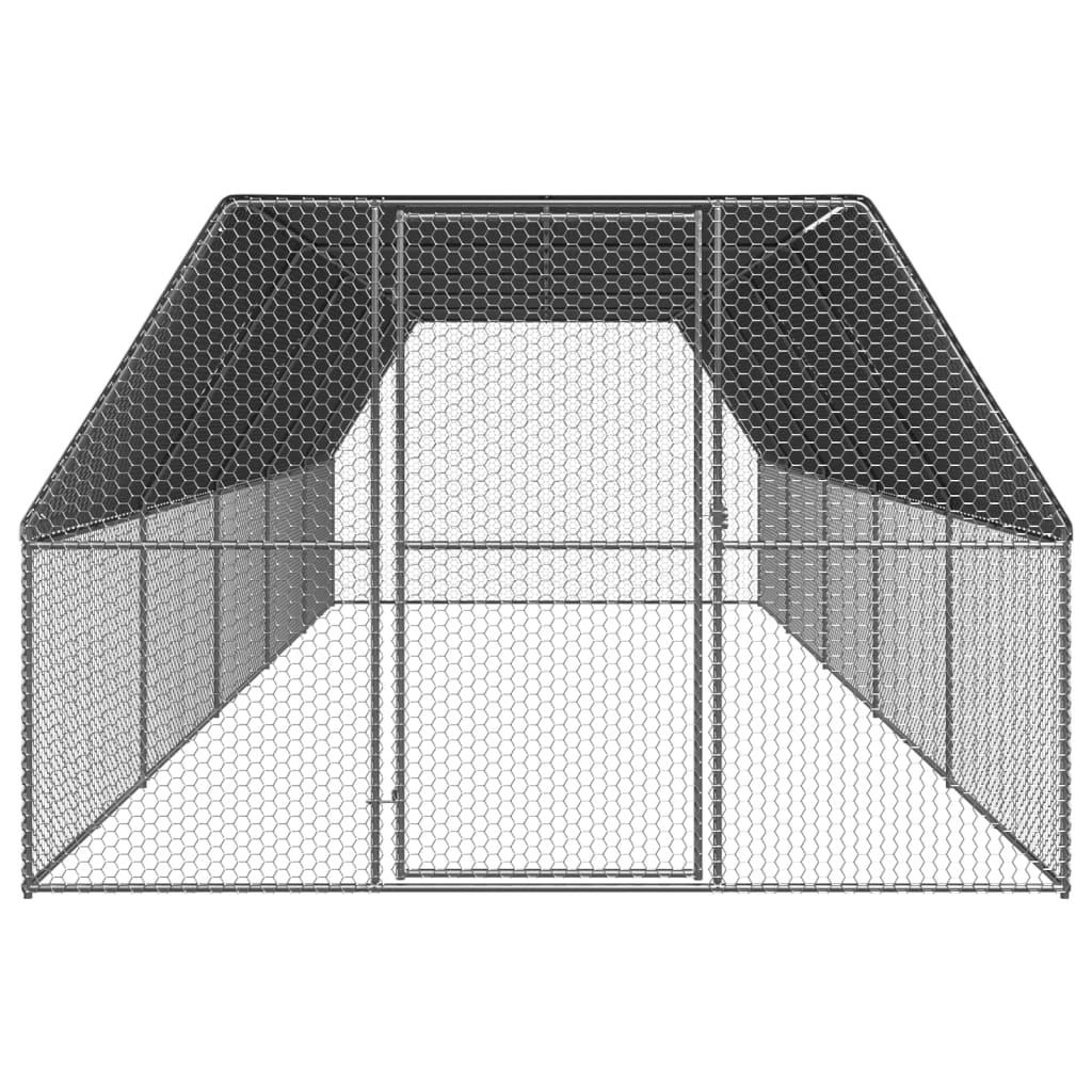 Pollaio da esterno 3 x 10 x 2 m acciaio zincato tetto in PE 02_0001692
