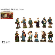 Trade Shop - Set 12 Pezzi Pastori Statuine Presepe Assortiti Presepio Di Natale Altezza 12cm -
