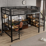 Letto a soppalco 120x200 cm con scrivania, scala ad angolo e porta di ricarica