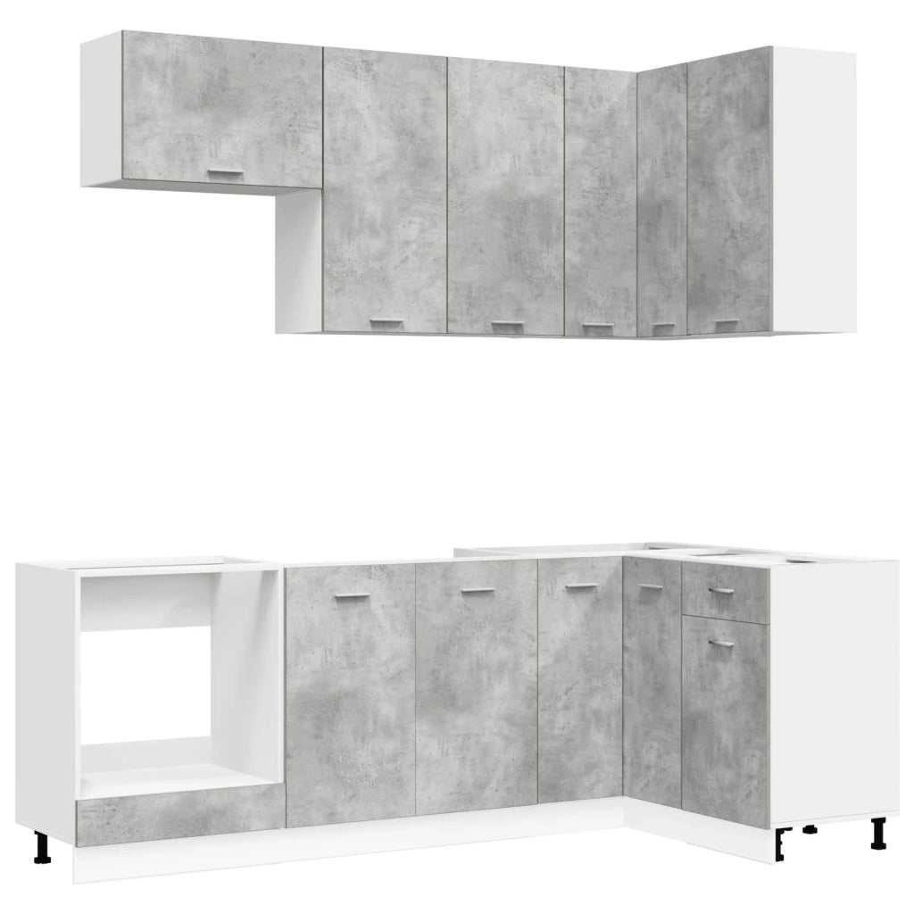 Unità Cucina LYON 8 pz Grigio Cemento Legno ingegnerizzato 3438434