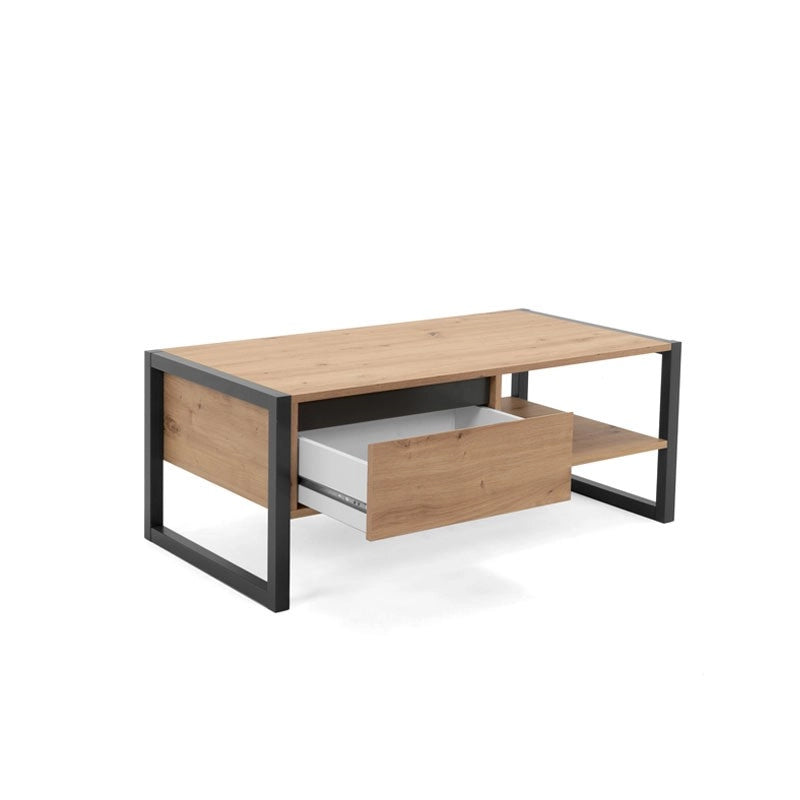 Tavolino salotto con cassetto quercia antracite cm 100x 55 x 40 h(DENVER55) EFFEZ