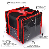 Borsa Termica Porta Pizze da Asporto 8/10 Cartoni Safemi Express 10 Nera e Rossa