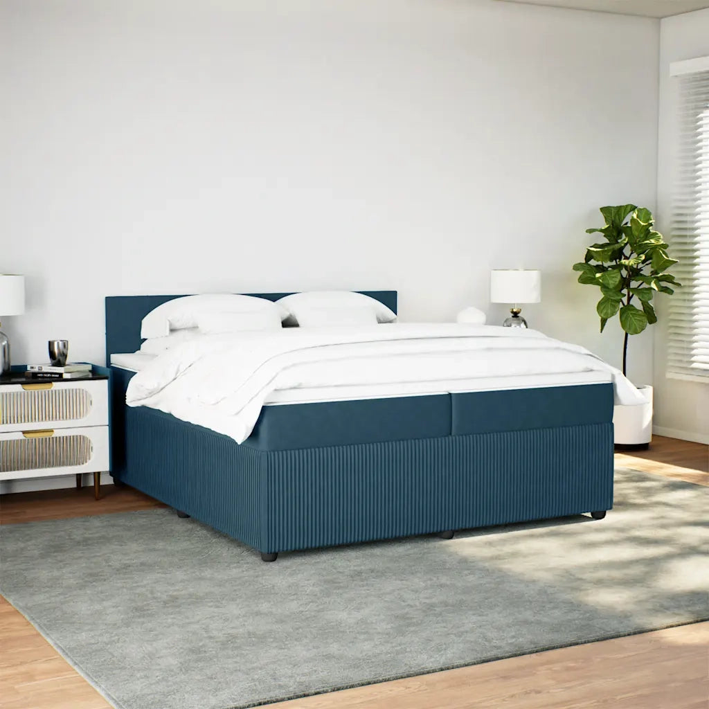 Giroletto a Molle con Materasso Blu 200x200 cm in Velluto 3290134