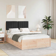 Letto con Testiera Rivestita-Struttura Letto con Testiera Nero 120 x 200 cm Pino massello 493357
