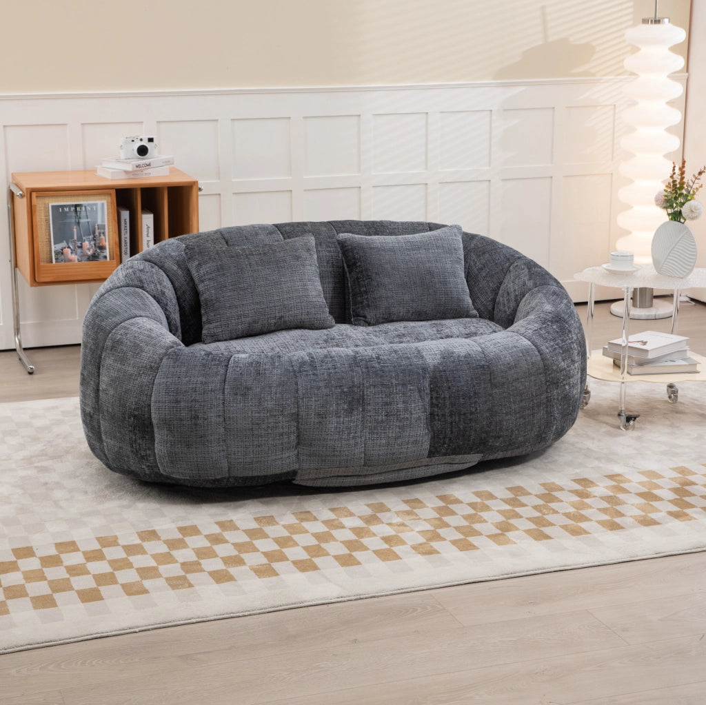 Poltrona lounge 144,93 x 95 x 62,99 cm grigia – senza montaggio, ciniglia e memory foam