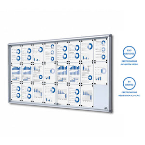 Bacheca con Ante Scorrevoli 181,5X98,2X5,9 cm in Alluminio Fondo Magnetico Silver