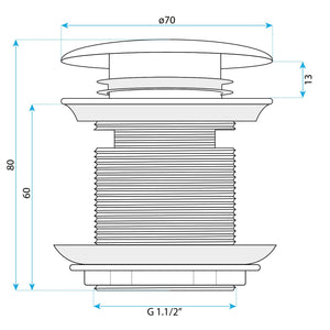 Tappo Vasca Senza Troppo Pieno Click-clack Rea Gold 6cm