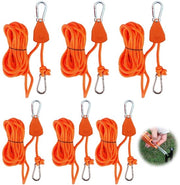 WDKXCN 6 pezzi 4MM raccordo a gancio, 5M raccordo riflettente, fili di tensione con raccordo a filo, orecchioni per raccordi, filo di tensione resistente al vento per l'adeguamento del raccordo per tende da sole, tende da campeggio