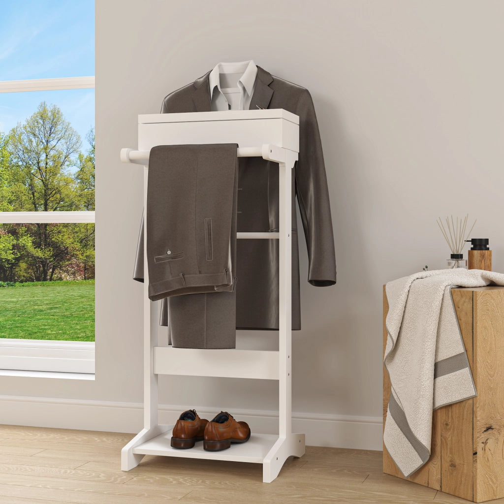 Appendiabiti verticale bianco con cassetto e organizer, struttura leggera in MDF
