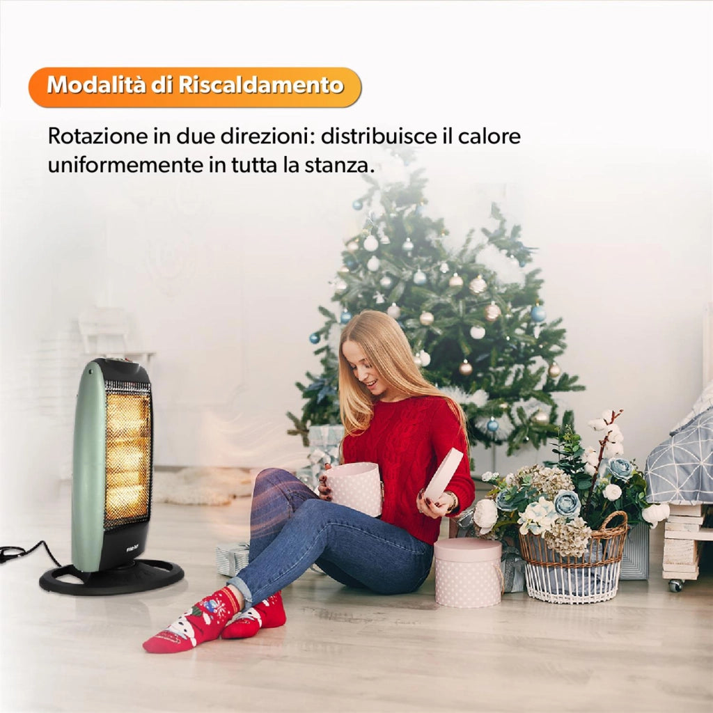 HIGH-TECH STUFA ALOGENA 400-800-1200 W 3 LIVELLI DI POTENZA SPEGNIMENTO AUTOMATICO RUOTA IN 2 DIREZIONI