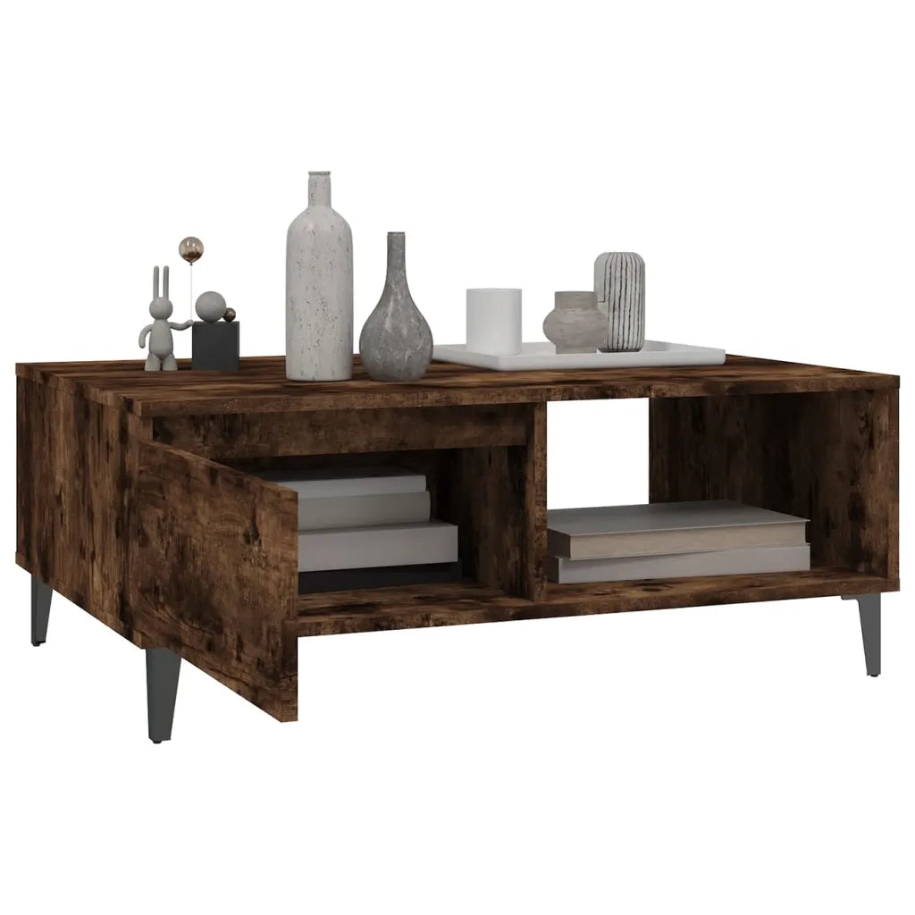 Tavolino da Salotto Rovere Fumo 90x60x35 cm in Truciolato 813173