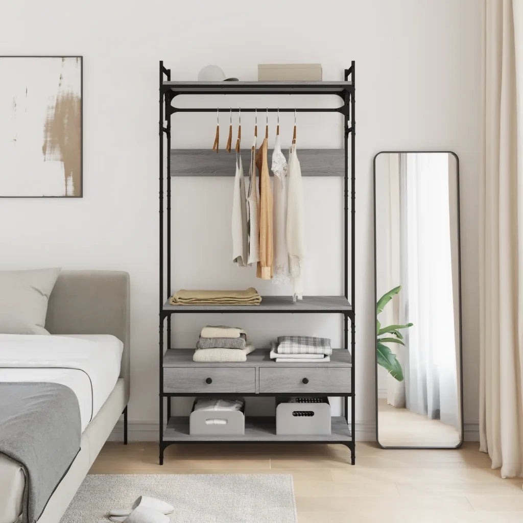 Armadio Cassetti Grigio Sonoma 89x39x184,5 cm Legno Multistrato 838956