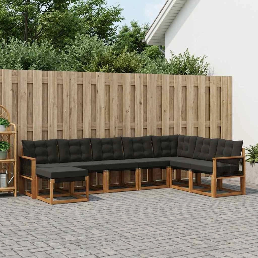 Set di divani da esterno 8 pz Naturale e Nero 3382144