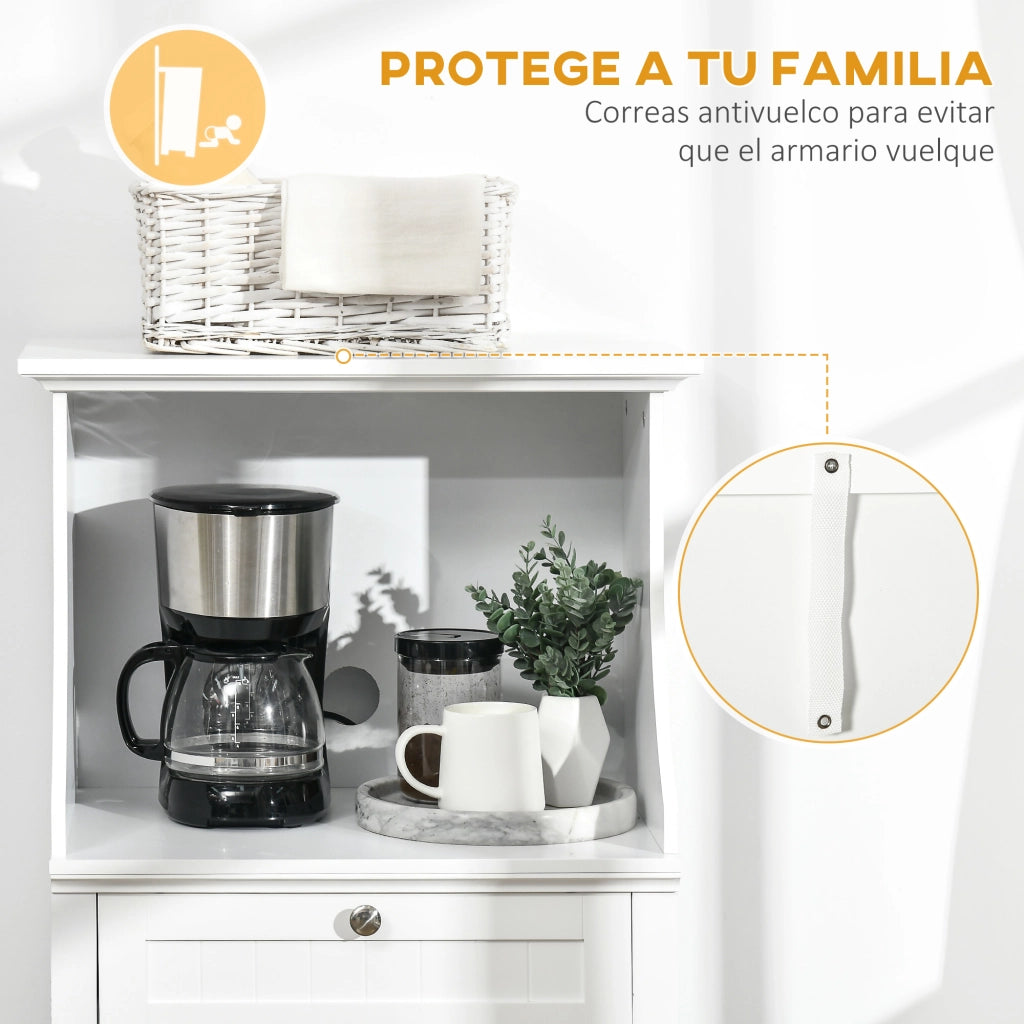 Credenza da Cucina con Ante e Cassetto ¨C Zephmum ¨C 60x40x122,5 cm Bianco