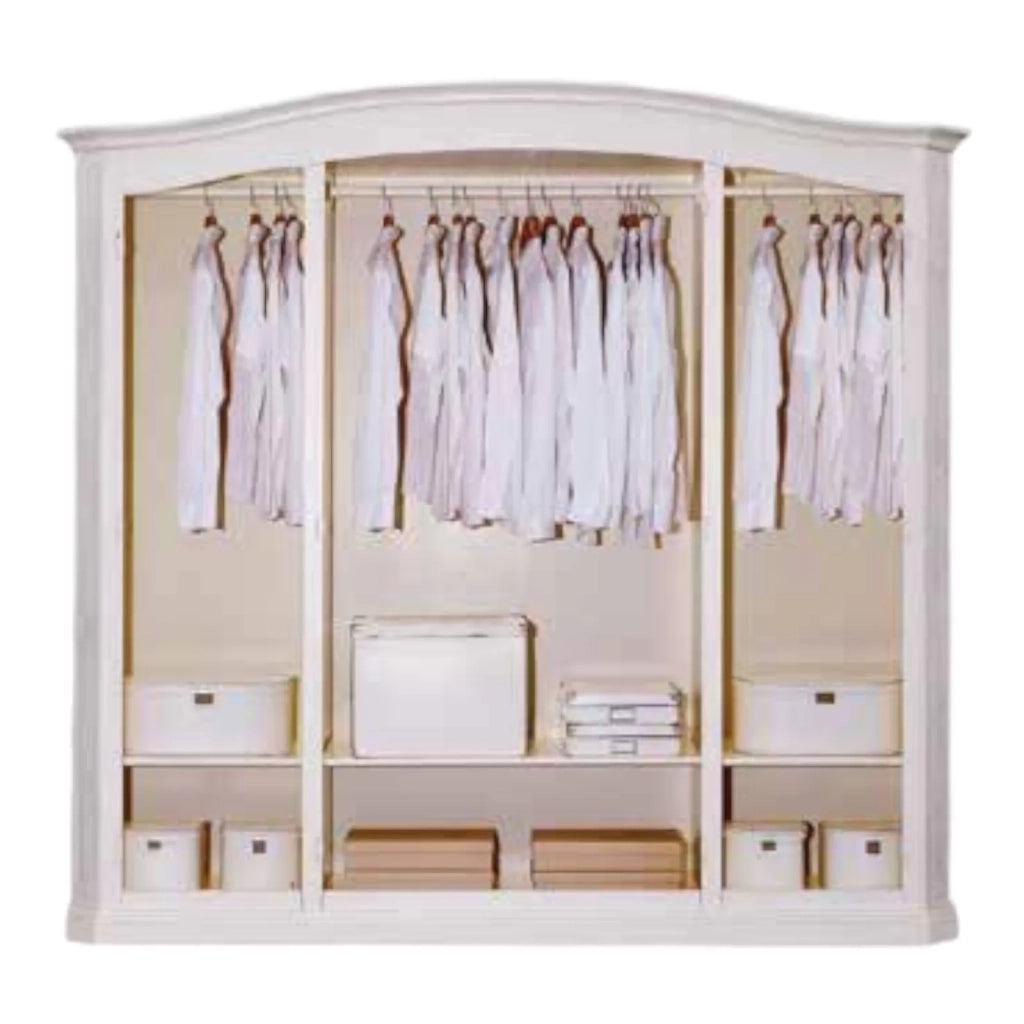 Armadio shabby 4 ante in legno bianco spazzolato 231x63x219 (2207) - Mobili 2G