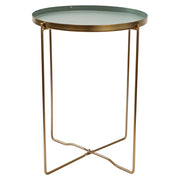Set di 6 Tavolini Frosty Gambe Oro + Vassoio Verde Scuro ø36xh47 5 Cm