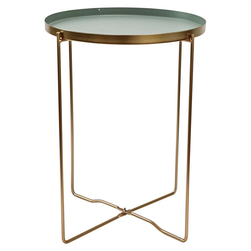 Set di 6 Tavolini Frosty Gambe Oro + Vassoio Verde Scuro ø36xh47 5 Cm