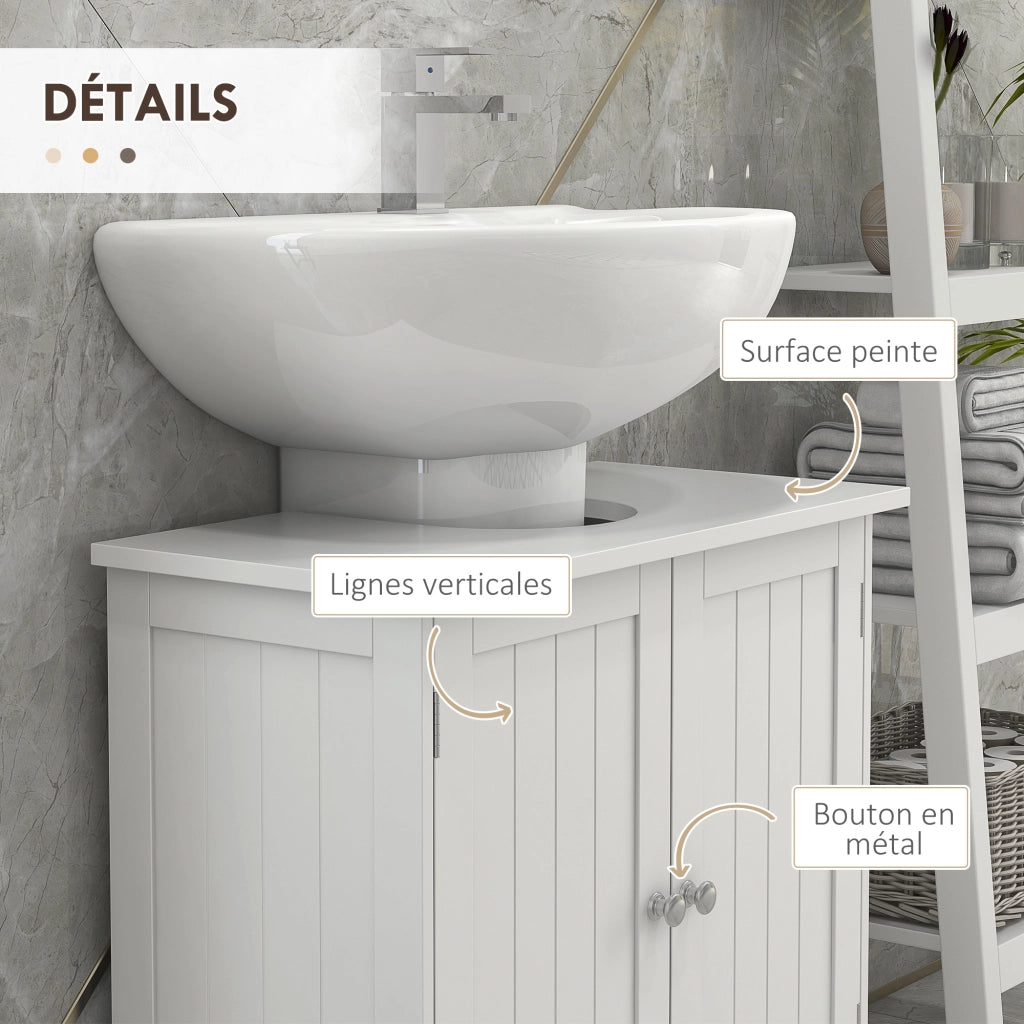 Mobile sottolavabo bagno ¨C Xylo ¨C 2 ante, ripiano regolabile, bianco, 60x30x60 cm