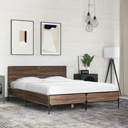 Giroletto-Struttura Letto Rovere Marrone 140x200cm in Legno Multistrato Metallo 828377