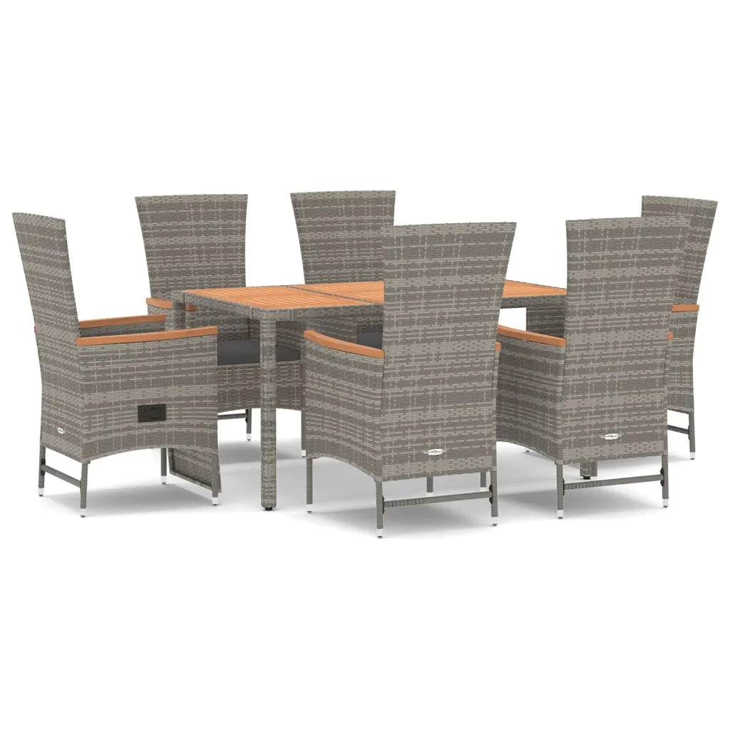 Set da Pranzo da Giardino 7 pz con Cuscini in Polyrattan Grigio 3157551