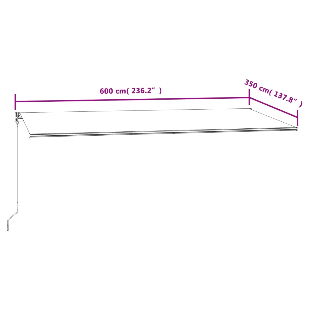 Tenda da Sole Retrattile Automatica 600x350 cm Gialla e Bianca 3069048