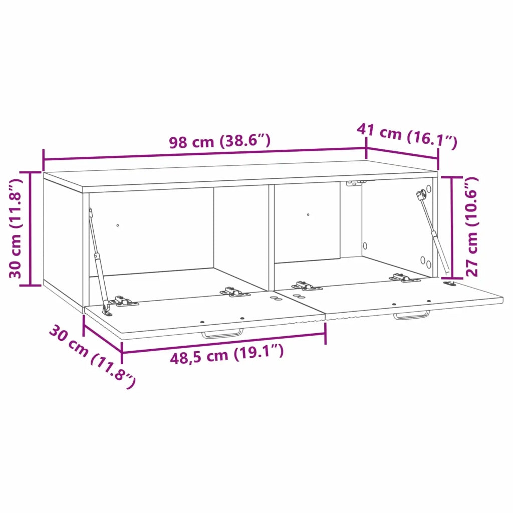 Mobile Porta TV da Muro Grigio Cemento 98 x 41 x 30 cm