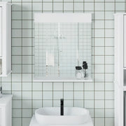 Specchio Bagno e Ripiano BERG Bianco 60x12x70 cm Legno Massello 358558