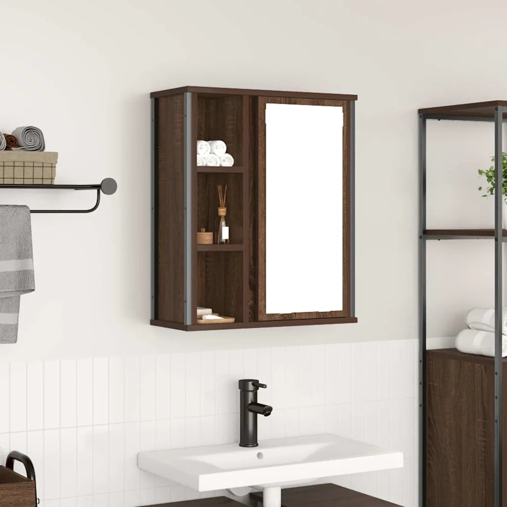 Pensile da Bagno con Specchio Rovere Marrone 50x21x60 cm 861906