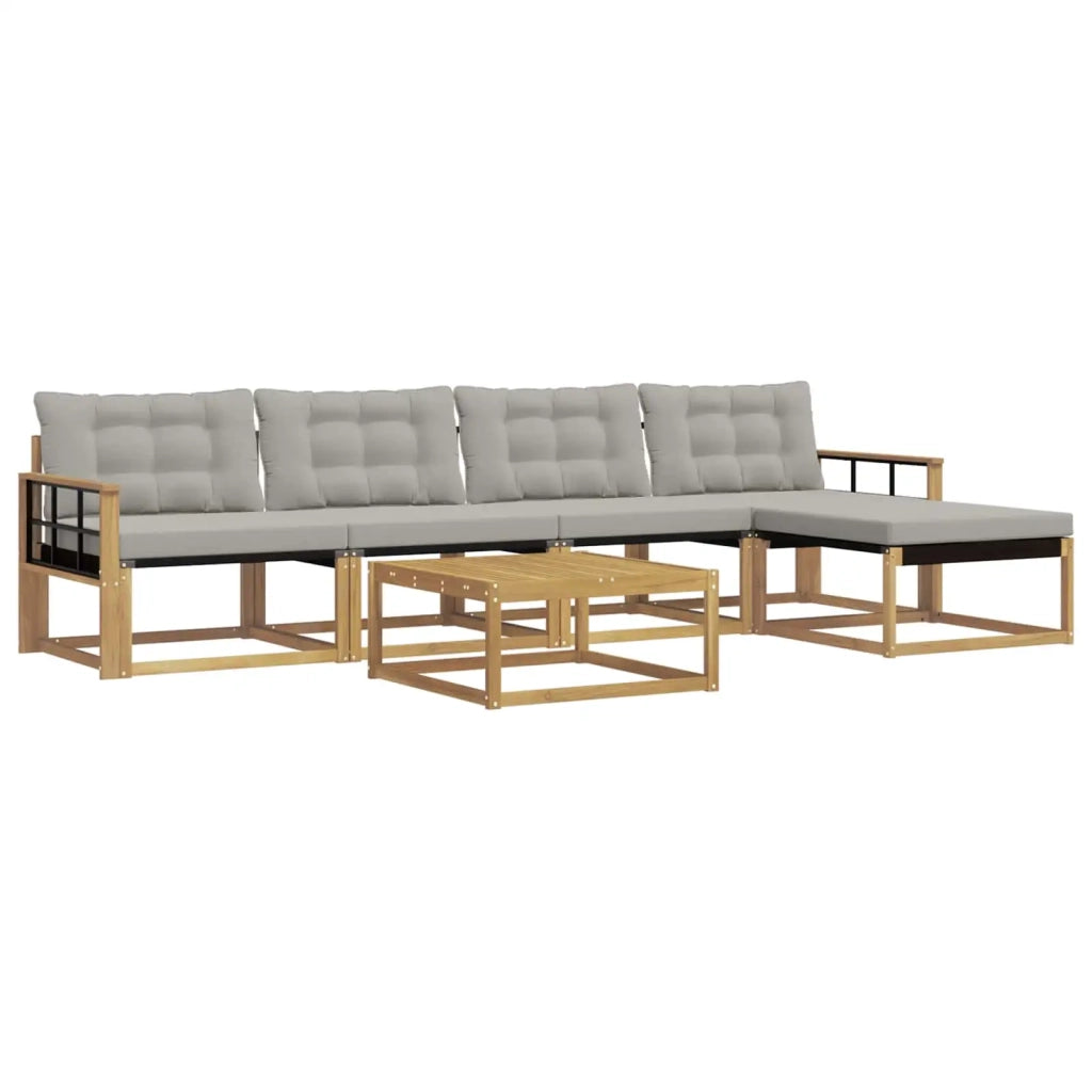 Set di divani da esterno 6 pz Bianco e Grigio Chiaro 3388617