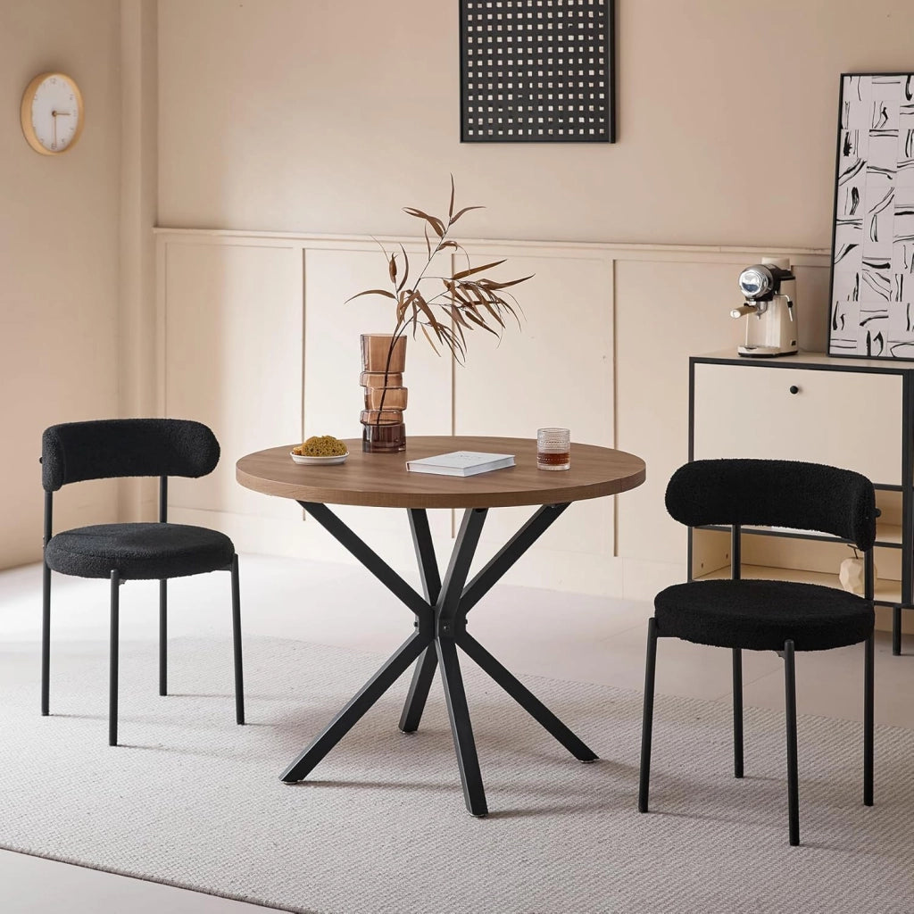 GrandCA HOME Set di 2 Sedie da Pranzo, Sedia da Cucina Imbottita con Rivestimento in Velluto Teddy, Adatta a Soggiorni, Sale da Pranzo e Camere da Letto, Nero