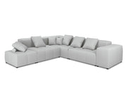 Cosmopolitan Design - Divano angolare modulare reversibile "Rome" 7 posti in tessuto strutturato grigio chiaro 
