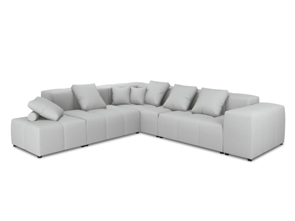 Cosmopolitan Design - Divano angolare modulare reversibile "Rome" 7 posti in tessuto strutturato grigio chiaro 