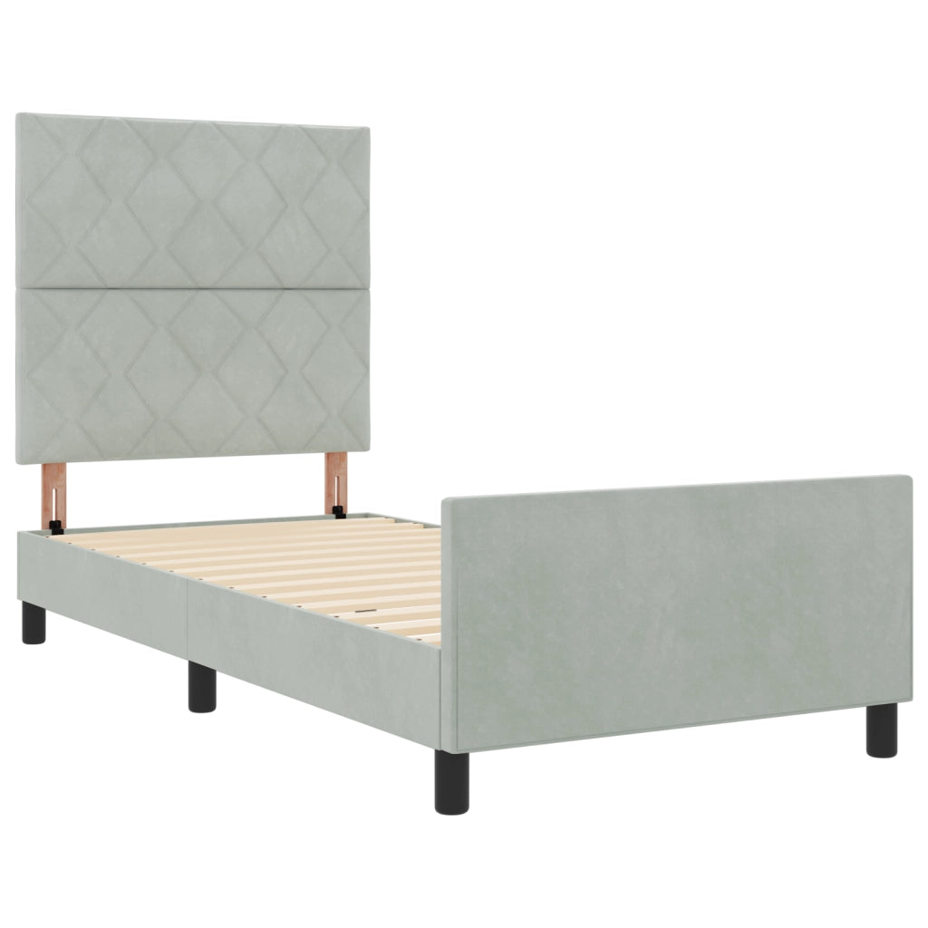 Letto Grigio Chiaro 90x200 cm in Velluto