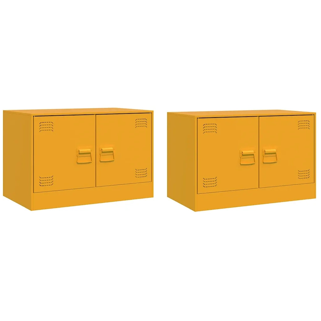 Mobili TV 2 pz | Armadietto TV | Mobile Porta TV Giallo Senape 67x39x44 cm in Acciaio